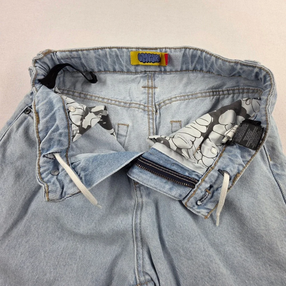 Empyre Kids Baggy Skate Jeans Light Wash Denim Size 25 Adjustable Streetwear